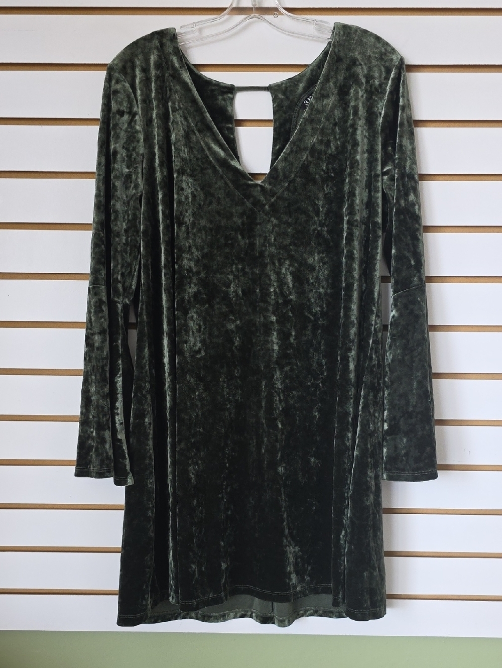Velour Bell Long Sleeve Midi Dress Green Lg